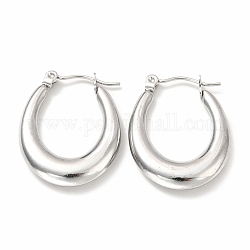 304 Stainless Steel Chunky Oval Hoop Earrings for Women, Stainless Steel Color, 26x20x4mm, Pin: 0.7mm
