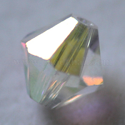 Imitation österreichischen Kristallperlen, Klasse aaa, facettiert, Doppelkegel, beige, 4x4 mm, Bohrung: 0.7~0.9 mm