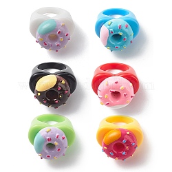 Süßer Fingerring aus 3D-Harz, Breiter Ring aus Acryl für Frauen und Mädchen, Mischfarbe, Lebensmittelmuster, uns Größe 7 1/4 (17.5mm)