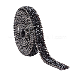Nastro di strass termoadesivi, con perline tubo di vetro, per accessori di costume, decorazione della cintura, nero, 10x2mm