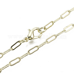 Chaînes de trombone en laiton, fabrication de collier de chaînes de câble allongé, avec fermoir pince de homard, or clair, 24.01 pouce (61 cm) de long, lien: 7.4x2.8 mm, anneau de jonction: 5x1mm