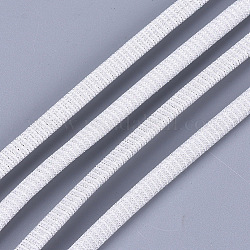 Cordones de brillo, nylon cubierto con cordones de cuero de pu, blanco cremoso, 5.5~6x3mm, alrededor de 54.68 yarda (50 m) / paquete