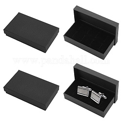 Cajas de regalo de joyería de cartón de papel, con interior de terciopelo, Rectángulo, negro, 7.9x13.45x2.95 cm
