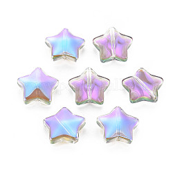 Galvanoplastie perles de verre transparentes, demi-plaqué, étoiles du nord, Prune, 12x13x5mm, Trou: 1mm