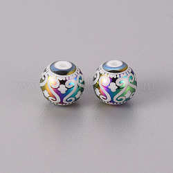 Perline di vetro palccato, tondo con patte, multicolore placcato, 10mm, Foro: 1.2 mm