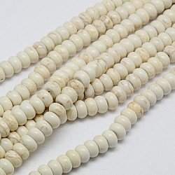 Chapelets de perles en turquoise synthétique, teinte, rondelle, blanc crème, 5x3mm, Trou: 1mm, Environ 140 pcs/chapelet, 15.5 pouce