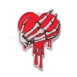 Opake Acryl Anhänger, zum Valentinstag, Herz Charme, Skelett, 45x30.5x2.5 mm, Bohrung: 1.5 mm