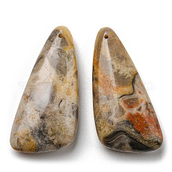 Naturali pazzi pendenti agata, triangolo, 46x21~23x8.5~9mm, Foro: 1.5 mm