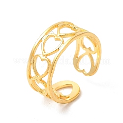 Placage ionique (ip) 304 anneau de manchette ouvert en forme de coeur en acier inoxydable pour femme, véritable 18k plaqué or, nous taille 6 1/4 (16.7mm)