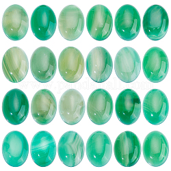 Fingerinspire 24 Stück natürliche gestreifte Achat-/Bandachat-Cabochons, gefärbt, Oval, Meergrün, 18x13x8 mm
