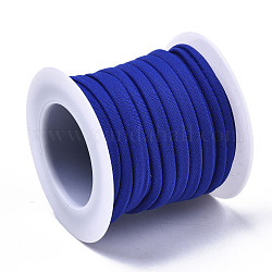 Cordón elástico de poliéster plano, correas de costura accesorios de costura, azul medio, 5mm, alrededor de 3.28 yarda (3 m) / rollo