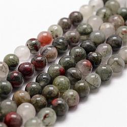 Naturelles africaines perles bloodstone brins, perles de pierre d'héliotrope, ronde, 10mm, Trou: 1mm, Environ 37 pcs/chapelet, 14.9 pouce ~ 15.1 pouces