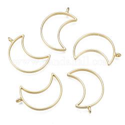 Matte Style Rack Plating Alloy Open Back Bezel Pendants, For DIY UV Resin, Epoxy Resin, Pressed Flower Jewelry, Moon, Cadmium Free & Nickel Free & Lead Free, Matte Gold Color, 38x25.5x3.5mm, Hole: 2.8mm