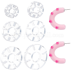 BENECREAT 6pcs 6 Size Snowflake Shape Polymer Clay Earring Charms Guide, Acrylic Cutters for Polymer Clay Jewelry Making, Clear, 14.5~39.5x6mm, Inner Diameter: 5.8~15mm, Slot: 0.8mm, 1pc/size