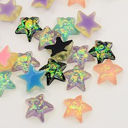 Mixed Resin Dichroic Cabochons, Faceted Star, Mixed Color, 18x18x10mm