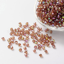 Perle acriliche trasparenti ecologiche placcate bicono ab, cammello, 4x4mm, Foro: 1 mm, circa 16600pcs/500g