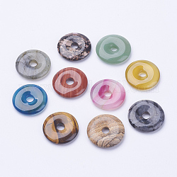 Colgantes de piedras preciosas naturales, donut / pi disc, ancho de la rosquilla: 11~12 mm, 28~30x5~6mm, agujero: 6 mm