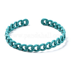 Латунные браслеты-манжеты, окрашенные распылением, Снаряженная цепь, зелено-синие, внутренний диаметр: 1-7/8 дюйм (4.9 см), 7.5 мм