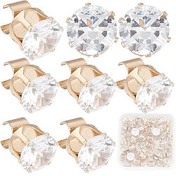 CRASPIRE Cubic Zirconia Shoe Buckle Clasps, with Iron Findings, Flat Round, Light Gold, 10x11x12.5mm, Hole: 4x6mm, 40pcs/box