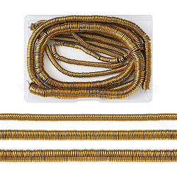 Cheriswelry 3 fili 3 stili elettroplacca fili di perline sintetiche non magnetiche di ematite, perline Heishi, Rotondo piatto / disco, oro placcato, 4~8x1mm, Foro: 1 mm, 1 filo/stile