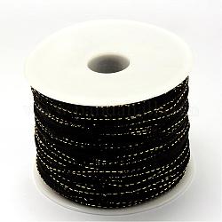 Corde metalliche di corde di perle metalliche, Cavo di coda del mouse in nylon, nero, 1.5mm, circa 100 yard / roll (300 piedi / roll)