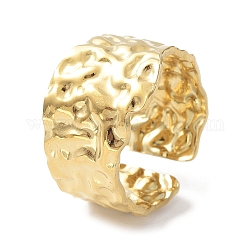 304 anillo de puño abierto de acero inoxidable, anillo ancho texturizado, real 18k chapado en oro, nosotros tamaño 8 (18.1 mm)