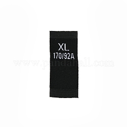 Etichette taglia abbigliamento in poliestere (xl), etichette artigianali tessute, per cucire abiti, nero, 38x15x0.4mm, 500pcs/scatola
