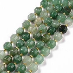 Natürlichen grünen Aventurin Perlen Stränge, mit Glasperlen, facettierte Doppelkegeltrommel, 9.5x8.5 mm, Bohrung: 1.2 mm, ca. 31 Stk. / Strang, 14.17 Zoll (36 cm)