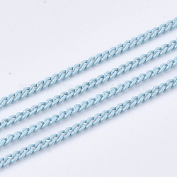 Spray Painted Brass Curb Chains, with Spool, Soldered, Light Blue, 1.7x1.2x0.3mm, about 100yard/roll