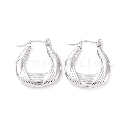 304 Stainless Steel Hoop Earrings for Women, Teardrop, Stainless Steel Color, 22x20x3.5mm, Pin: 0.8mm