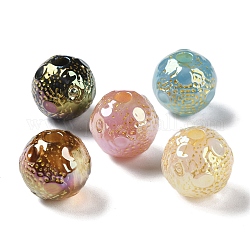 Perles acryliques opaques enlacées de métal doré, ronde, couleur mixte, 16x15mm, Trou: 4mm