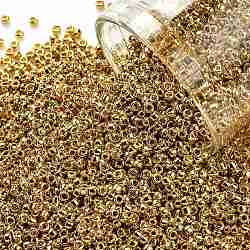 Cuentas de semillas redondas toho, Abalorios de la semilla japonés, (712) metalizado chapado en oro de 24k, 15/0, 1.5mm, agujero: 0.7 mm, acerca 3000pcs / botella, 10 g / botella
