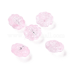 Transparente sprühlackierte Glasperlen, Sonnenblume, Perle rosa, 15x10 mm, Bohrung: 1.2 mm