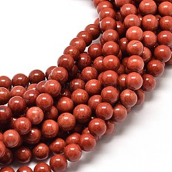 Jaspe rouge naturel brins de perles rondes, teinte, 8mm, Trou: 1mm, Environ 49 pcs/chapelet, 16 pouce