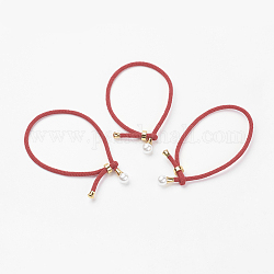 Baumwollkordel Armbänder, rote Schnurarmbänder, mit Edelstahlfundamenten & Acrylperle, rot, 9 Zoll ~ 9-7/8 Zoll (230~250 mm), 3 mm