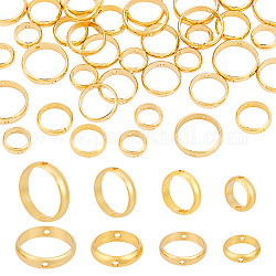 Arricraft 40 Uds. Marco de cuentas de latón de 4 estilos, anillo redondo, dorado, 8~13x2.5~2.8mm, agujero: 0.8~1 mm, 10 piezas / style
