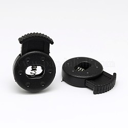 Iron Spring Eco-Friendly Plastic Cord Locks, 1-Hole, Black, 31x23x7mm, Hole: 10mm