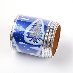 Ruban satin, le thème de Noël, plat avec motif, motif d'arbre de Noël, 2-3/8 pouce (61 mm), 2 yards / bobine 