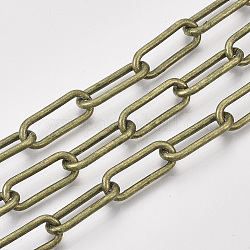 Ungeschweißte Büroklammerketten aus Eisen, gezogene längliche Kabelketten, mit Spule, Antik Bronze, 21x8.5x2 mm, ca. 82.02 Fuß (25m)/Rolle
