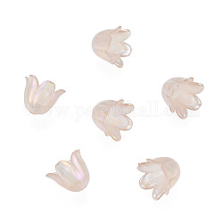 6-Petal Imitation Jelly Acrylic Bead Caps, AB Color Plated, Flower, Wheat, 11.5x10.5x8.5mm, Hole: 1.4mm, about 2100pcs/500g