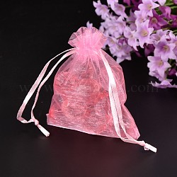 Pink Color Rectangle Organza Bags for Mother's Day Bags, Size: about 8cm wide, 10cm long