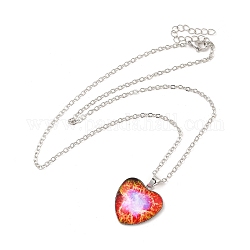 Glass Heart with Cloud Pendant Necklace, Platinum Alloy Jewelry for Women, Red, 20.24 inch(51.4cm)