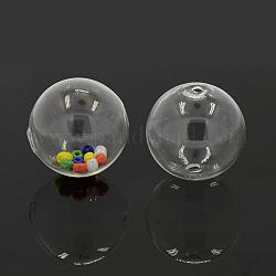 Perles de globe en verre soufflé faites à la main, ronde, clair, 20mm, Trou: 2mm
