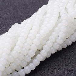 Chapelets de perles en verre imitation jade, ronde, blanc, 6mm, Trou: 1mm, Environ 50 pcs/chapelet, 11 pouce