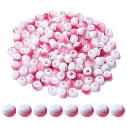 6/0 opaques perles de rocaille de verre, trou rond, rondelle, cramoisi, 4~4.5x3~4mm, Trou: 0.8~1.5mm, 10 g / boîte