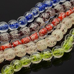 Luminous Handmade Lampwork Round Bead Strands, Mixed Color, 12mm, Hole: 1mm, about 30pcs/strand, 13.3inch