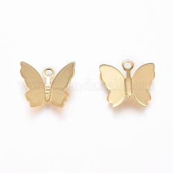 Brass Charms, Long-Lasting Plated, Butterfly, Golden, 11x13x3.5mm, Hole: 1.6mm
