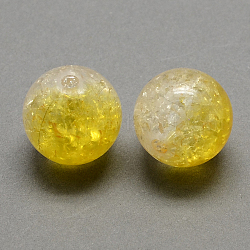 Perles acryliques craquelées transparentes à deux tons, moitié peint à la bombe, ronde, or, 8mm, Trou: 2mm, environ 1892 pcs/500 g