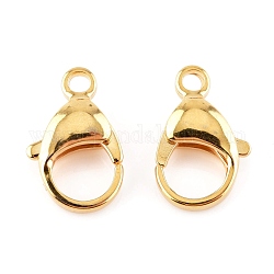 304 Stainless Steel Lobster Claw Clasps, Parrot Trigger Clasps, Real 24K Gold Plated, 16x10.5x4.7mm, Hole: 2.2mm