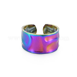 Colore arcobaleno 304 anello per polsino martellato in acciaio inossidabile, anello aperto a fascia larga per le donne, misura degli stati uniti 7 (17.3mm)